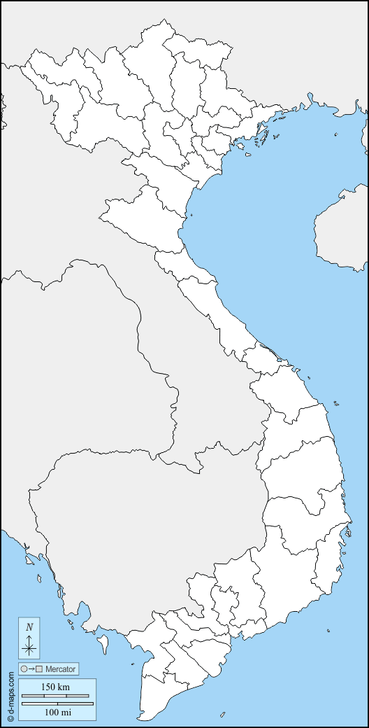 فيتنام : خريطة مجانية, خريطة خاليه من الفراغ, خريطة الخطوط العريضة, خريطة القاعدة الحرة
 : حدود, المحافظات
