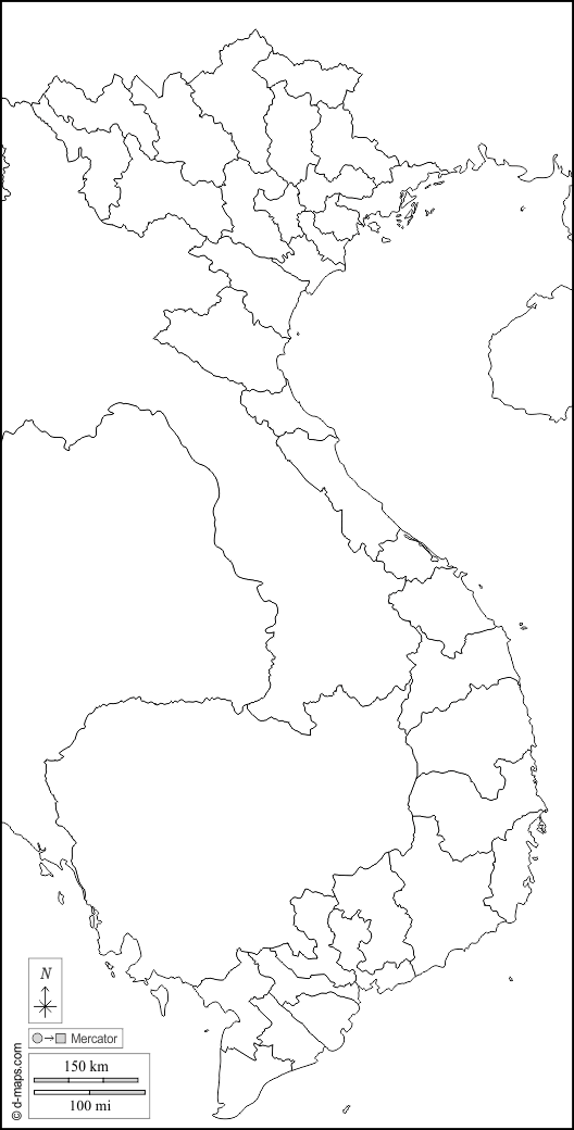 فيتنام : خريطة مجانية, خريطة خاليه من الفراغ, خريطة الخطوط العريضة, خريطة القاعدة الحرة
 : حدود, المحافظات, أبيض