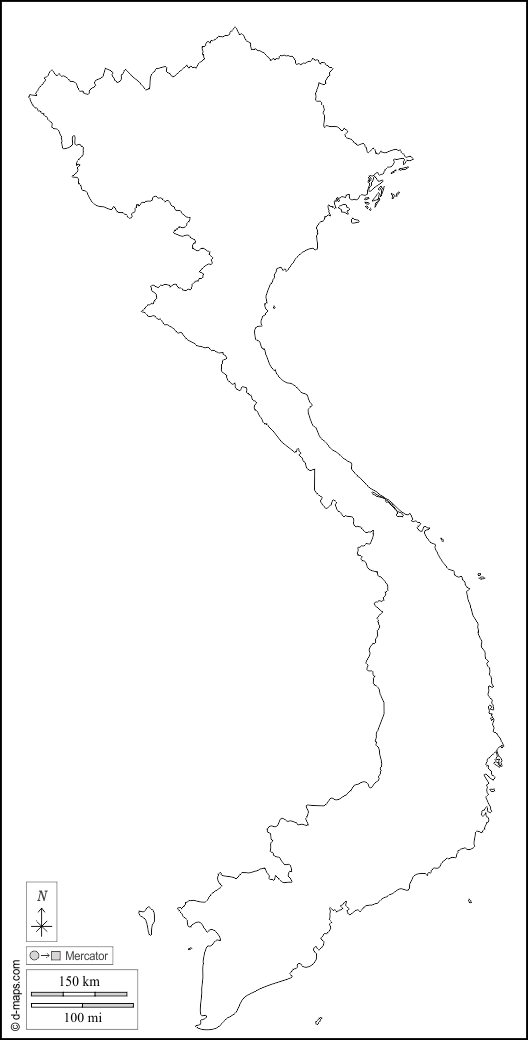 فيتنام : خريطة مجانية, خريطة خاليه من الفراغ, خريطة الخطوط العريضة, خريطة القاعدة الحرة
 : الخطوط العريضة, أبيض
