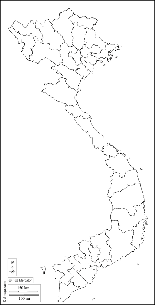 فيتنام : خريطة مجانية, خريطة خاليه من الفراغ, خريطة الخطوط العريضة, خريطة القاعدة الحرة
 : الخطوط العريضة, المحافظات, أبيض