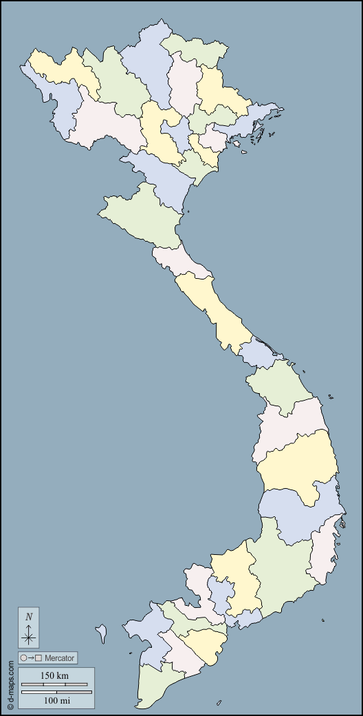 فيتنام : خريطة مجانية, خريطة خاليه من الفراغ, خريطة الخطوط العريضة, خريطة القاعدة الحرة
 : الخطوط العريضة, المحافظات, اللون