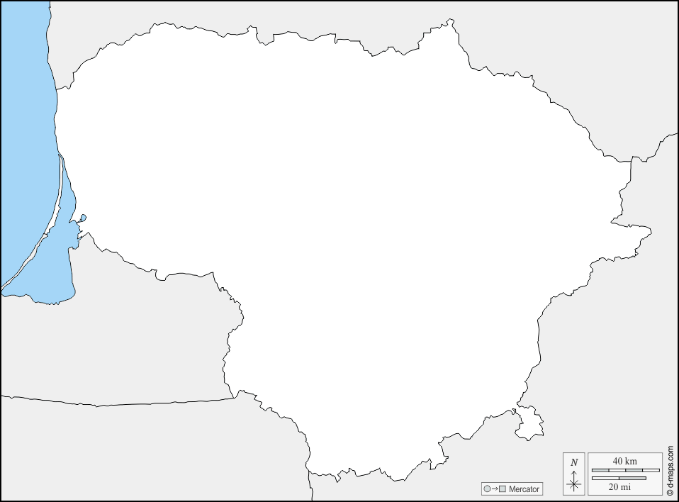 Lituania : d-maps.com: mappa gratuita, mappa muta gratuita, cartina muta gratuita : frontiere