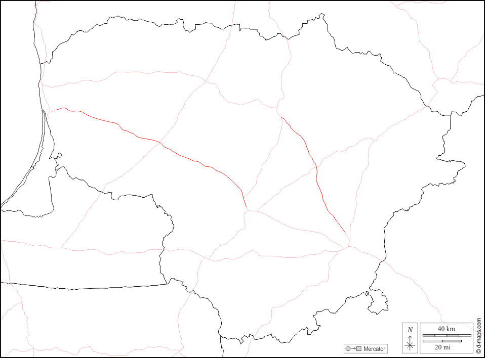 Lituania : d-maps.com: mappa gratuita, mappa muta gratuita, cartina muta gratuita : frontiere, strade, bianco