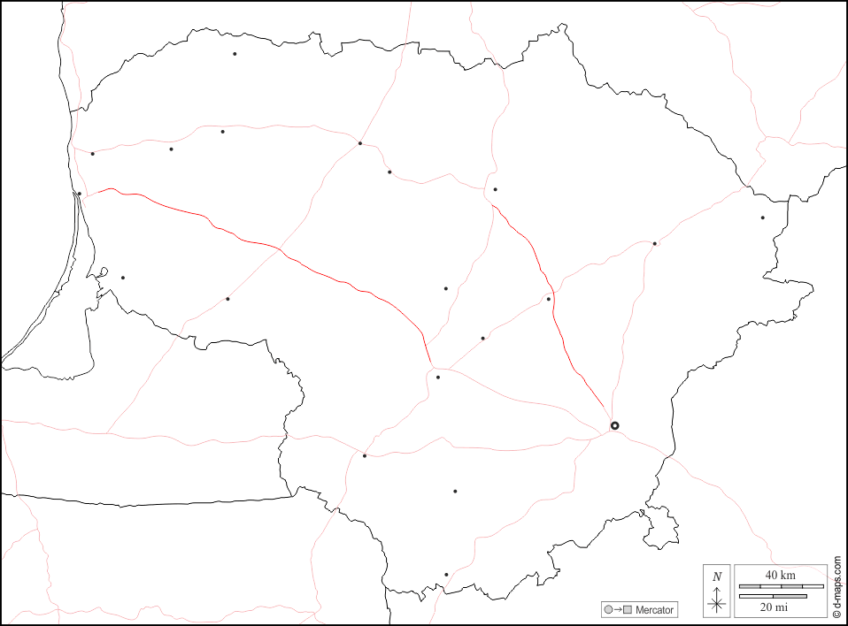 Lituânia : d-maps.com: mapa livre, mapa em branco livre, mapa livre do esboço, mapa básico livre
 : fronteiras, principais cidades, estradas, branco