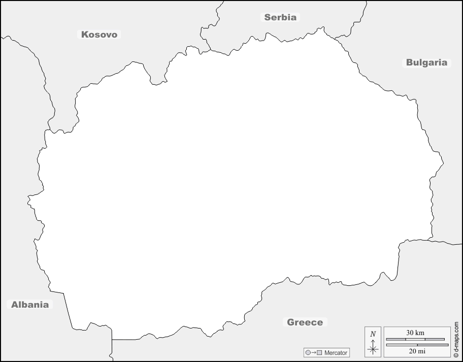Macedonia del Nord : d-maps.com: mappa gratuita, mappa muta gratuita, cartina muta gratuita : frontiere, nomi
