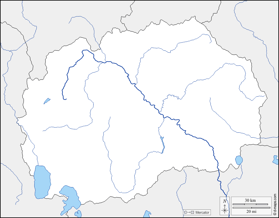 Macedonia del Nord : d-maps.com: mappa gratuita, mappa muta gratuita, cartina muta gratuita : frontiere, idrografia