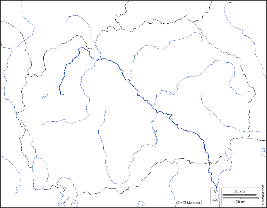 Macedonia del Nord : d-maps.com: mappa gratuita, mappa muta gratuita, cartina muta gratuita : frontiere, idrografia, bianco