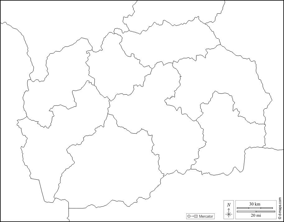 Macedonia del Nord : d-maps.com: mappa gratuita, mappa muta gratuita, cartina muta gratuita : frontiere, regioni, bianco