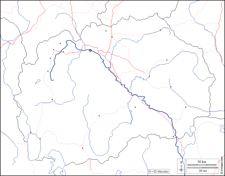 Macedonia del Nord : d-maps.com: mappa gratuita, mappa muta gratuita, cartina muta gratuita : frontiere, idrografia, principali città, strade, bianco
