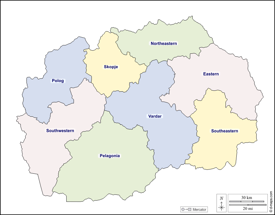 Macedonia del Nord : d-maps.com: mappa gratuita, mappa muta gratuita, cartina muta gratuita : contorni, regioni, nomi, colore, bianco