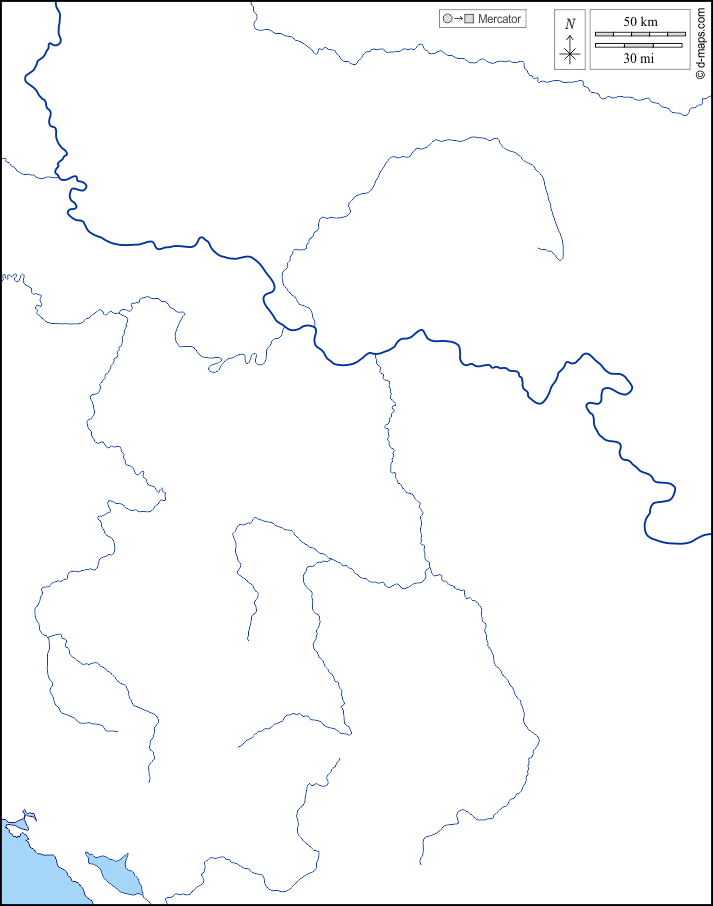 Serbia : d-maps.com: mappa gratuita, mappa muta gratuita, cartina muta gratuita : litorali, idrografia