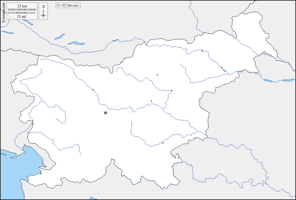 Slovenia : d-maps.com: mappa gratuita, mappa muta gratuita, cartina muta gratuita : frontiere, idrografia, principali città