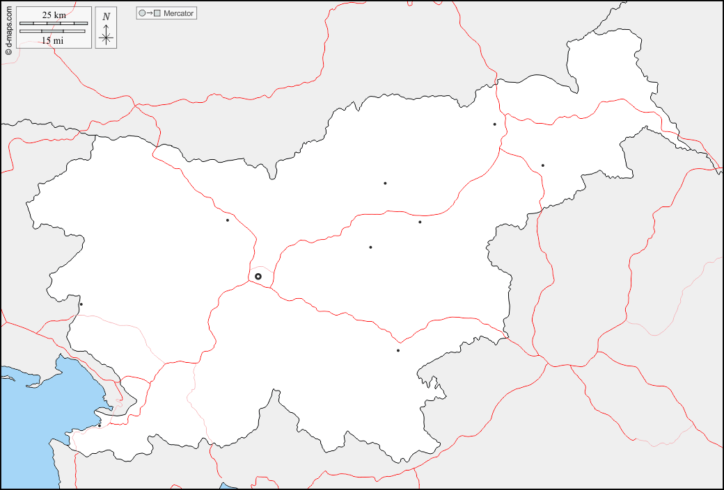 Slovenia : d-maps.com: mappa gratuita, mappa muta gratuita, cartina muta gratuita : frontiere, principali città, strade