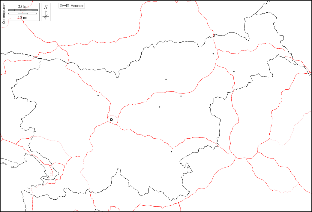Slovenia : d-maps.com: mappa gratuita, mappa muta gratuita, cartina muta gratuita : frontiere, principali città, strade, bianco