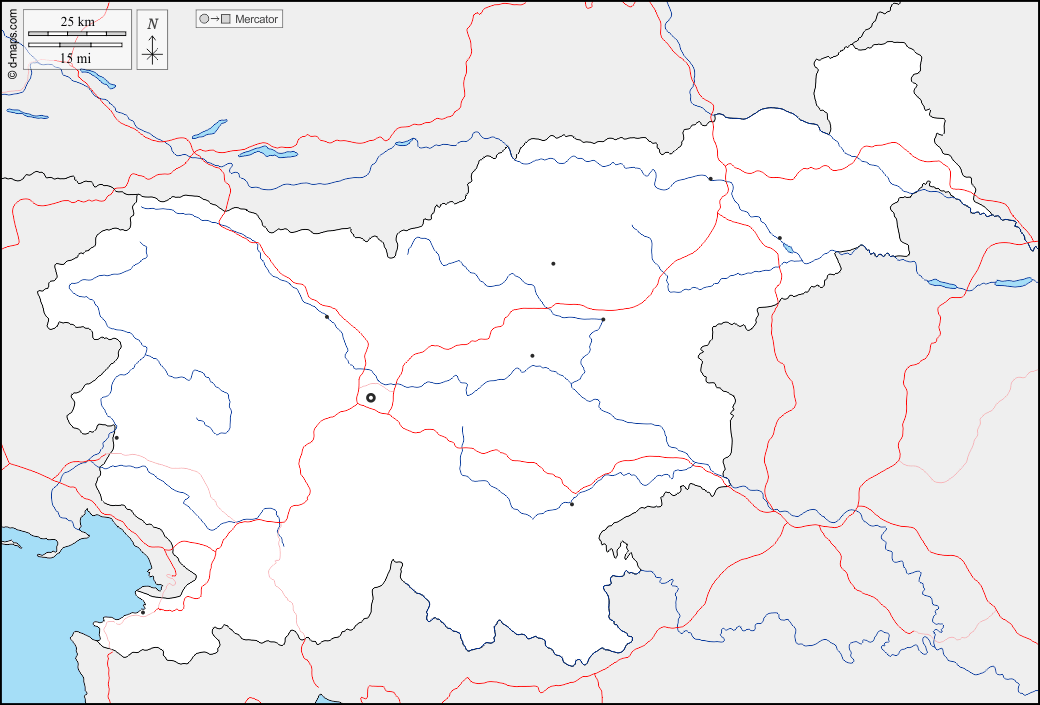 Slovenia : d-maps.com: mappa gratuita, mappa muta gratuita, cartina muta gratuita : frontiere, idrografia, principali città, strade