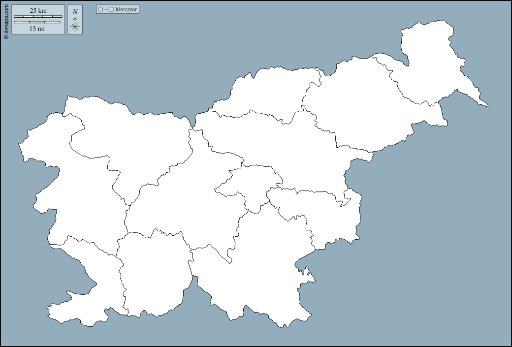 Slovenia : d-maps.com: mappa gratuita, mappa muta gratuita, cartina muta gratuita : contorni, regioni