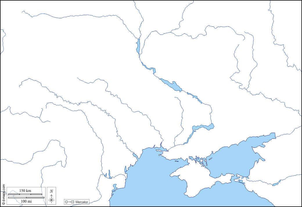 Ucraina : d-maps.com: mappa gratuita, mappa muta gratuita, cartina muta gratuita : litorali, idrografia