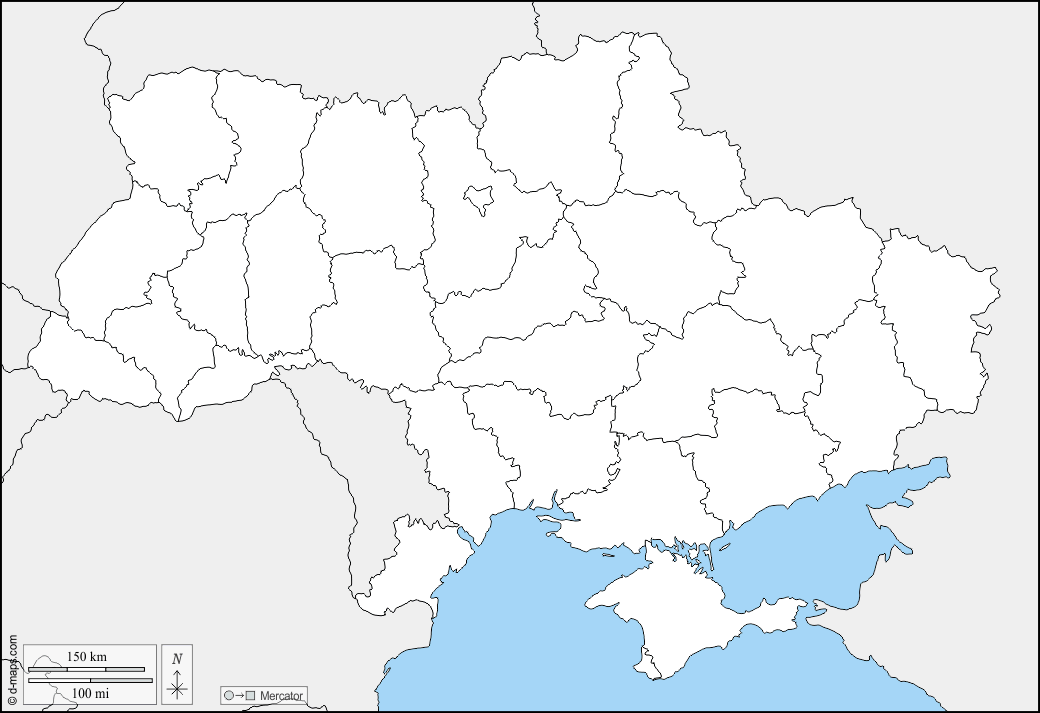 Ucraina : d-maps.com: mappa gratuita, mappa muta gratuita, cartina muta gratuita : frontiere, regioni