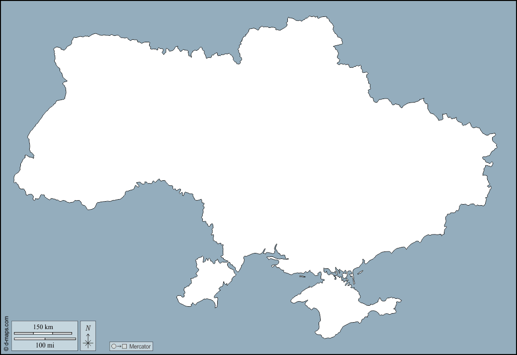 Ucraina : d-maps.com: mappa gratuita, mappa muta gratuita, cartina muta gratuita : contorni