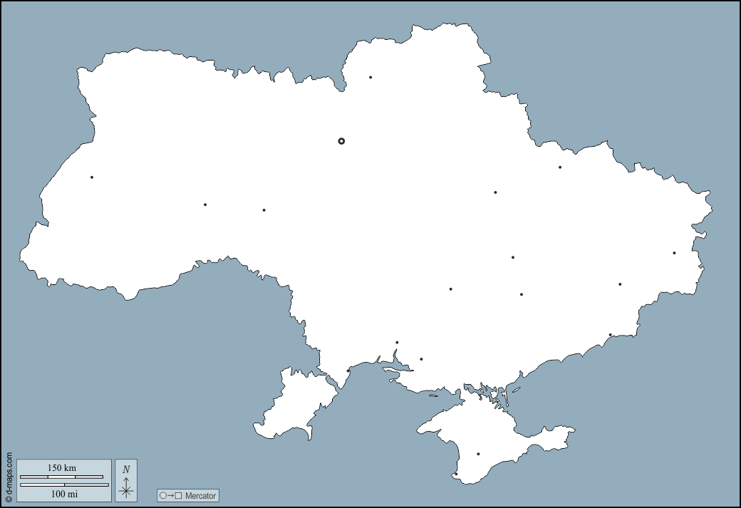 Ucraina : d-maps.com: mappa gratuita, mappa muta gratuita, cartina muta gratuita : contorni, principali città