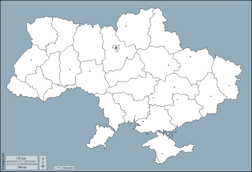 Ucraina : d-maps.com: mappa gratuita, mappa muta gratuita, cartina muta gratuita : contorni, regioni, principali città
